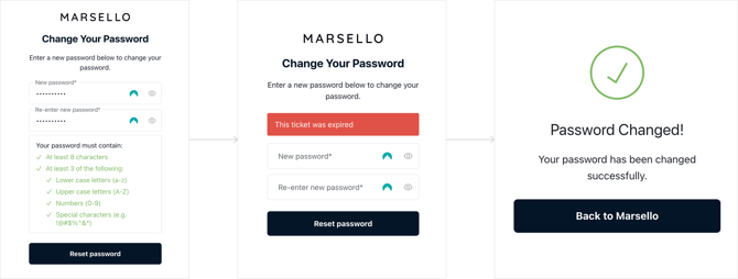 Click the link provided to reset your Marsello password.