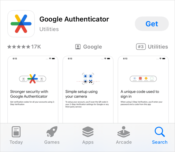 Click the link to download or open your authenticator app (Auth app).