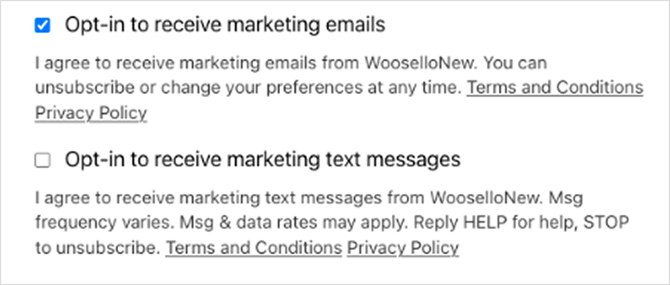 WooCommerce Marketing Opt-ins